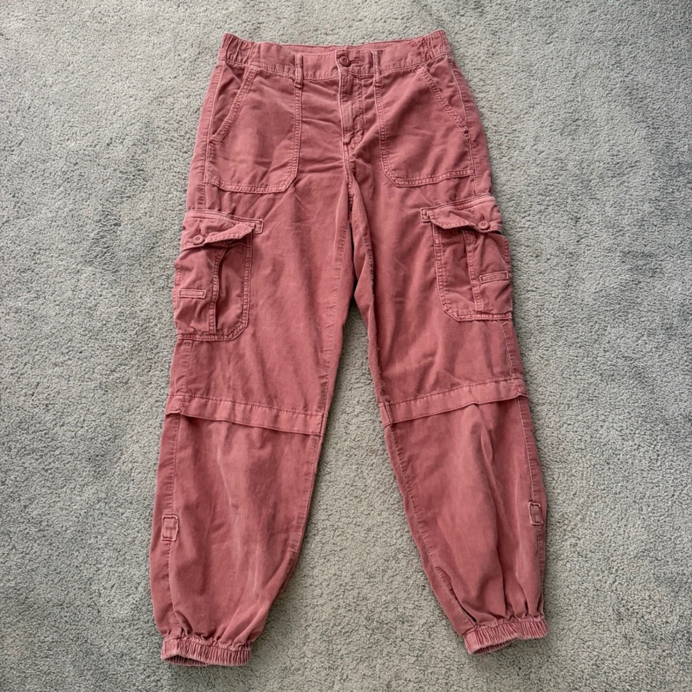 American Eagle Pale Pink Corduroy Baggy Jogger Cargo Pants, Size 4